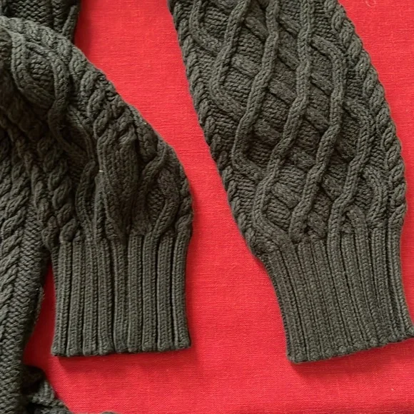 Banana Republic Sz M Belted Black Chunky Knit  Button Down Long Cardigan - Picture 12 of 16